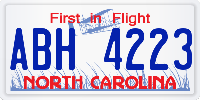 NC license plate ABH4223