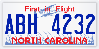NC license plate ABH4232