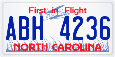 NC license plate ABH4236