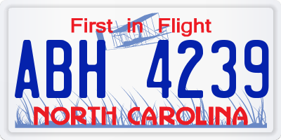 NC license plate ABH4239