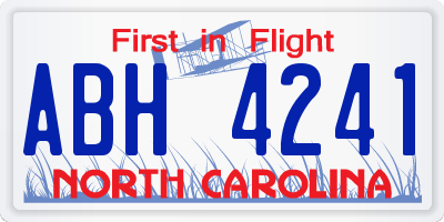 NC license plate ABH4241