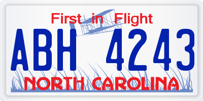 NC license plate ABH4243