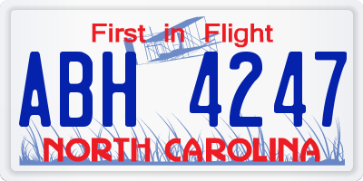 NC license plate ABH4247