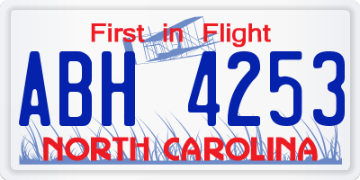 NC license plate ABH4253