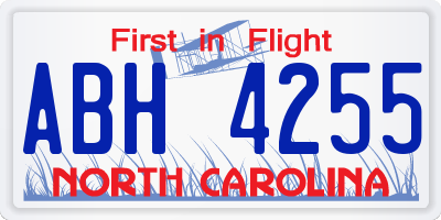 NC license plate ABH4255