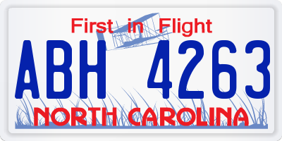 NC license plate ABH4263