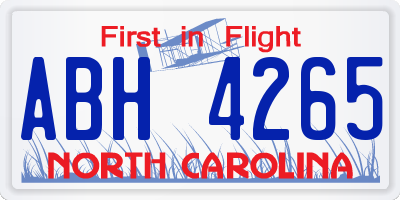 NC license plate ABH4265