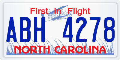 NC license plate ABH4278