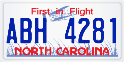 NC license plate ABH4281