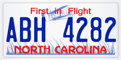 NC license plate ABH4282