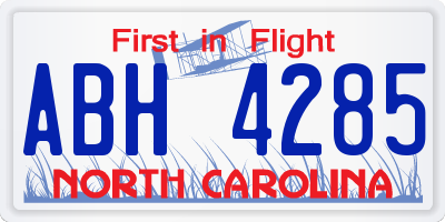 NC license plate ABH4285