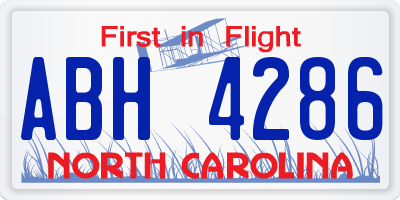 NC license plate ABH4286