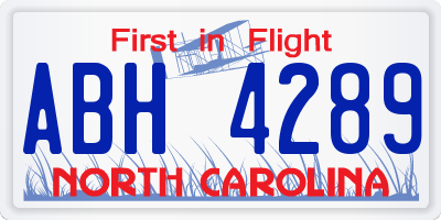 NC license plate ABH4289