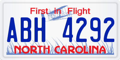 NC license plate ABH4292