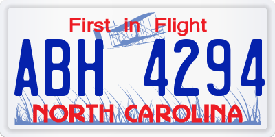 NC license plate ABH4294