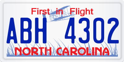 NC license plate ABH4302