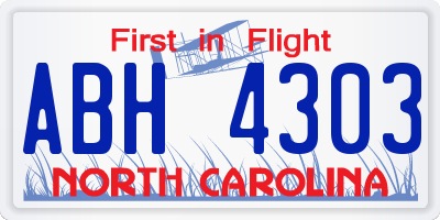 NC license plate ABH4303