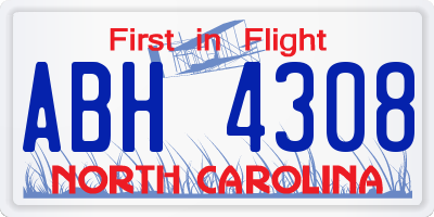 NC license plate ABH4308