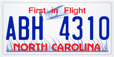 NC license plate ABH4310