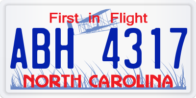 NC license plate ABH4317
