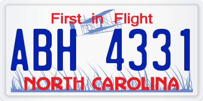 NC license plate ABH4331