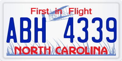NC license plate ABH4339