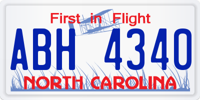 NC license plate ABH4340