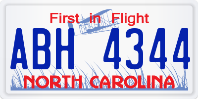 NC license plate ABH4344