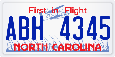NC license plate ABH4345