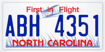 NC license plate ABH4351