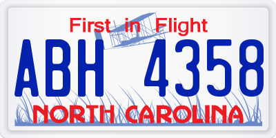 NC license plate ABH4358