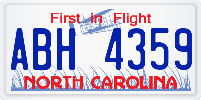 NC license plate ABH4359