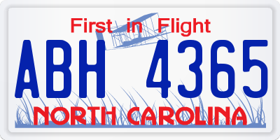 NC license plate ABH4365