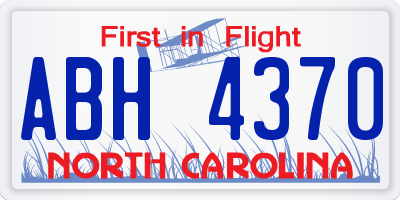 NC license plate ABH4370