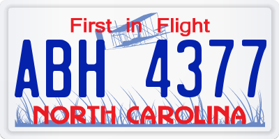 NC license plate ABH4377