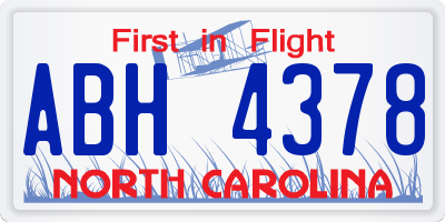 NC license plate ABH4378