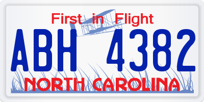 NC license plate ABH4382