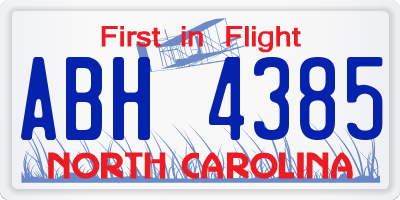 NC license plate ABH4385