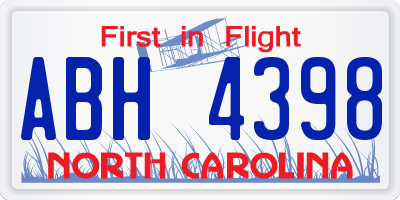 NC license plate ABH4398