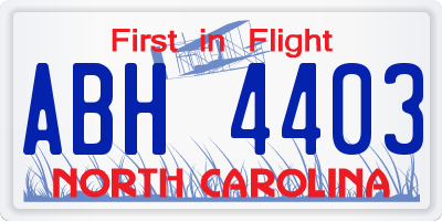 NC license plate ABH4403