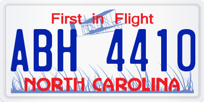NC license plate ABH4410