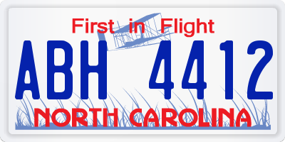 NC license plate ABH4412