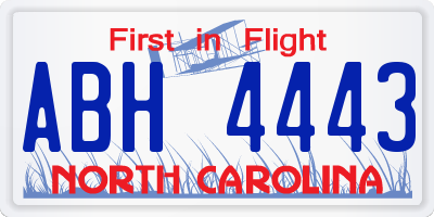 NC license plate ABH4443