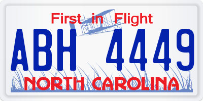 NC license plate ABH4449