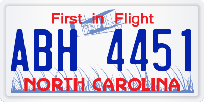 NC license plate ABH4451