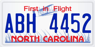 NC license plate ABH4452