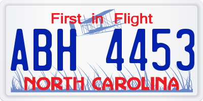 NC license plate ABH4453