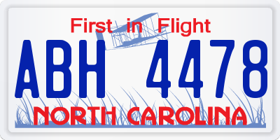 NC license plate ABH4478