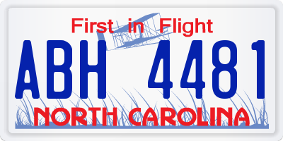 NC license plate ABH4481