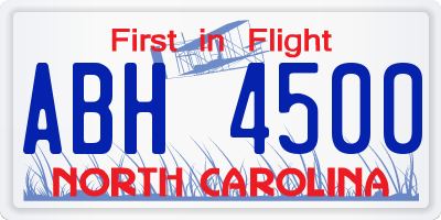 NC license plate ABH4500